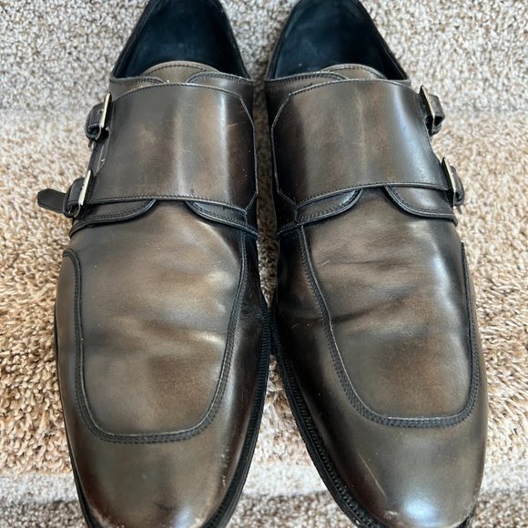 Salvatore Ferragamo Men\'s Brown Double Monk Straps Leather Loafers. main image 10